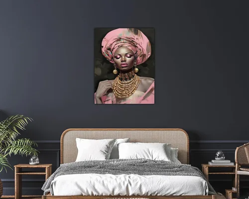 Miniatura 264 de Arte de pared afroamericano, decoración de rey y reina bailarín negro para sala de estar, arte de pareja de amor negro para dormitorio, lienzo