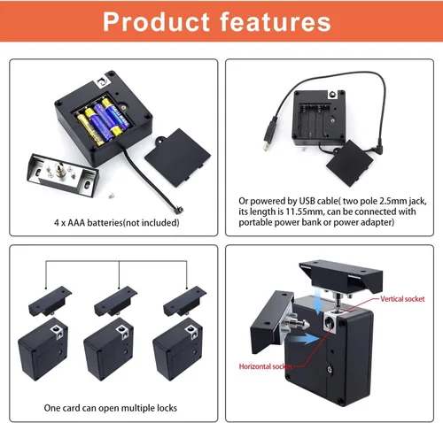 Miniatura 2 de Cerradura electrónica RFID para gabinete, cerraduras de cajón NFC inteligentes, cerradura de tarjeta oculta para muebles de madera para gabinetes