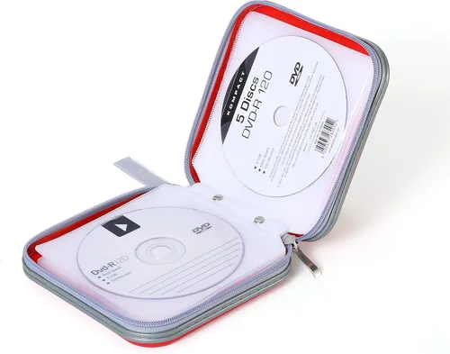 Miniatura 4 de Carpeta de almacenamiento portátil de plástico duro para CD/DVD, capacidad para 40 unidades, color rojo