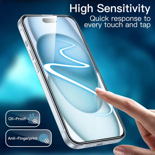 Miniatura 7 de JETech Protector de pantalla para iPhone 15 Plus de 6.7 pulgadas, película de vidrio templado con herramienta de fácil instalación, compatible