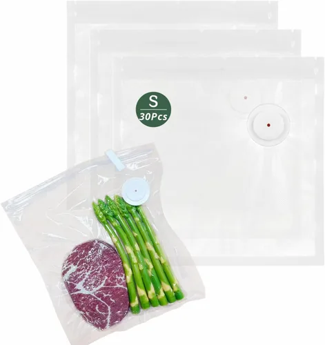 Bolsas selladoras al vacío para alimentos, 30 unidades (8.5 x 8.5 pulgadas), bolsas de Sous Vide sin BPA reutilizables para calefacción en