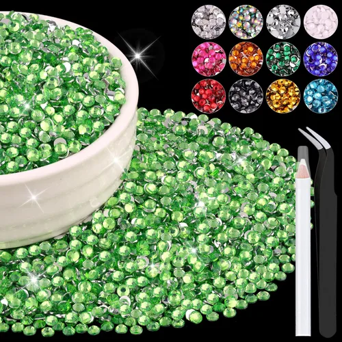Miniatura 95 de 12000 diamantes de imitación de resina de 0.079 pulgadas a granel para manualidades (transparente), cristales deslumbrantes con parte trasera plana