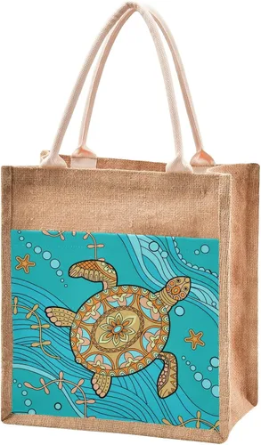 Miniatura 19 de CaTaKu Divertida bolsa de yute con asas y cremallera para gatos, bolsa de arpillera reutilizable con bolsillo frontal de lona, regalo para bodas, 12