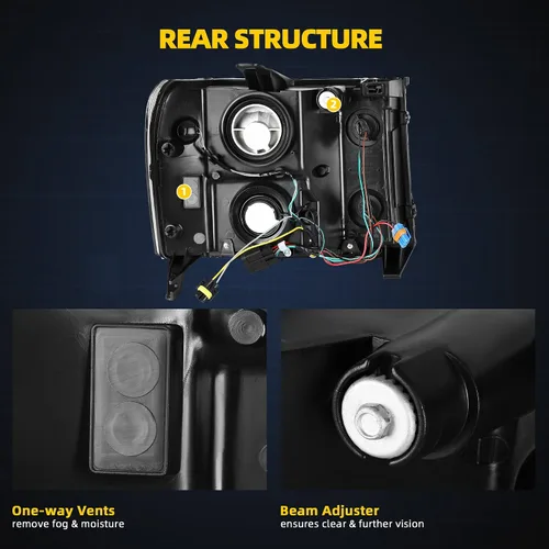 Miniatura 2 de DWVO Conjunto de faros LED DRL Compatible con GMC Sierra 1500 2007-2013/GMC Sierra 2500 HD 2007-2014/Sierra 3500 HD