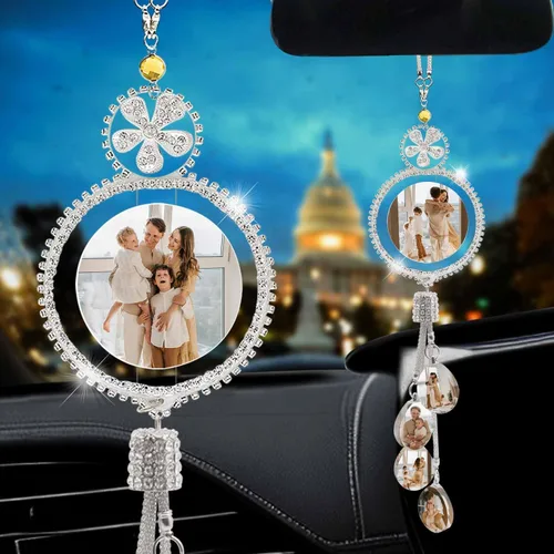Miniatura 11 de Accesorios de coche colgantes de cristal con foto personalizada para mujeres y hombres, imágenes personalizadas para espejo retrovisor del Style 17