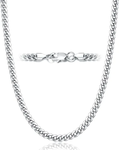 Jewlpire 5MM Silver ChainBlack ChainGold Chain for Men Boys, 18k Real Gold Plated Miami Mens Cuban Link Chain Necklace, Mens Chain Necklaces
