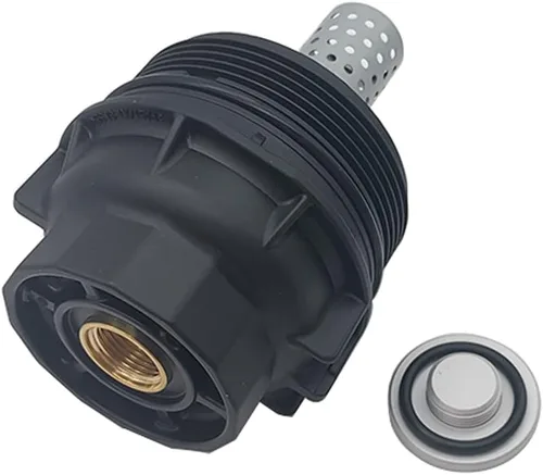 Tapa de carcasa del filtro de aceite con drenaje de tapón de aceite compatible con Toyota Land Cruiser Sequoia Tundra Lexus LX570 Reemplazar