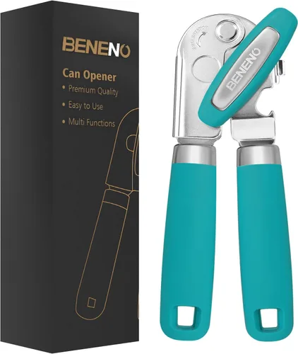 Miniatura 11 de Beneno Abrelatas manual resistente con imán, hoja de acero al carbono afilada duradera, corte suave, gran perilla de ahorro de esfuerzo y mango