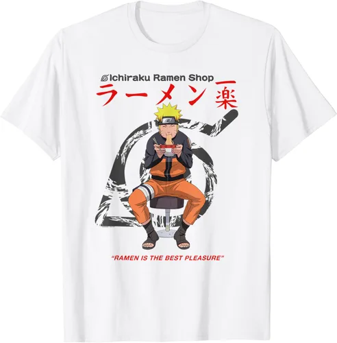 Naruto Shippuden Ichiraku Ramen Shop Naruto On White Camiseta, Blanco, S