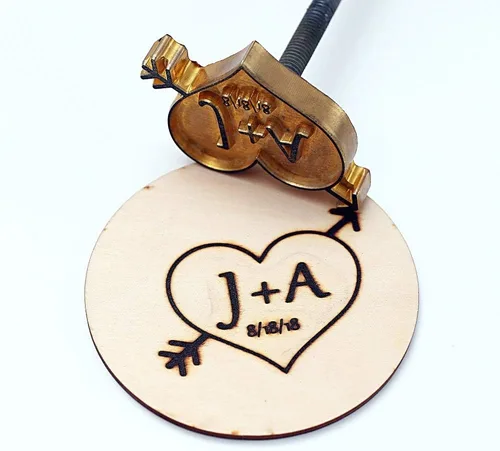 Hierro de marca de madera con logotipo personalizado, sello de hierro de marca de cuero duradero (3 x 3 pulgadas)