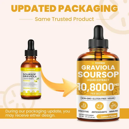 Miniatura 9 de vivcmin Graviola - Extracto líquido de hoja de guanábana – Líquido amargo de guanábana, apoyo inmunológico, relajación, hígado y sueño, sin azúcar