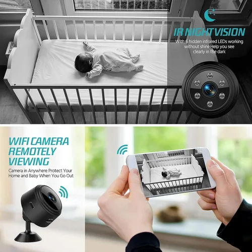 Miniatura 5 de Cámara oculta espía con audio/video. Cámara WiFi HD 1080P - Mini cámara de niñera con visión nocturna y detección de movimiento - Cámaras