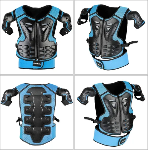 Miniatura 7 de JUSTDOLIFE 5 piezas de equipo de motocross juvenil, chaqueta de protección de armamento de motocicleta, armadura de motocicleta para niños con Azul