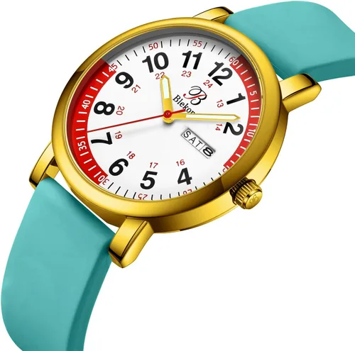 Miniatura 3 de Blekon Pulsometer Nurse Watch with Secondhand – Scrub Matching Band Colors for Medical Professionals – Super Easy to Read Dial w/Day and Date