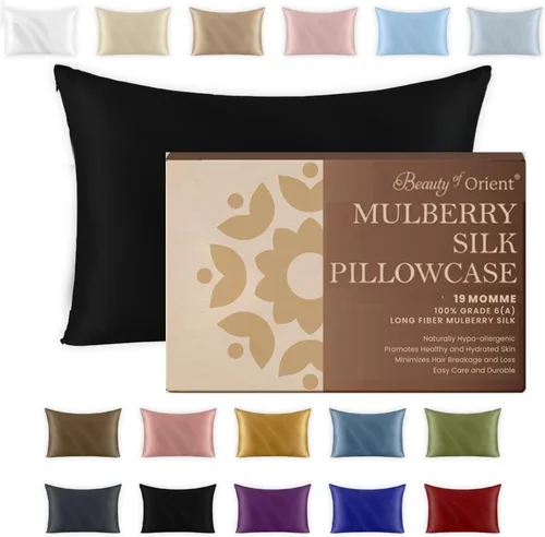 Miniatura 8 de Beauty of Orient. Funda de almohada 100 % de seda pura de morera para cabello y piel. 19 Momme ambos lados, cierre oculto. Funda de almohada