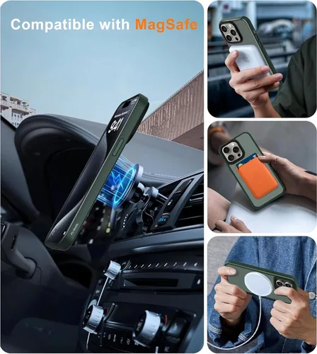 Miniatura 3 de Funda para iPhone 14 ProMax, diseño verde militar para iPhone 14 Pro Max de 6.7 pulgadas, protección contra caídas de grado militar, compatible