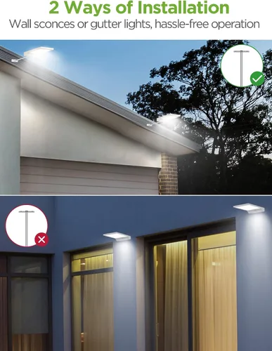 Miniatura 7 de InnoGear Luces solares de canalón para exteriores, 80 luces LED de montaje en pared con sensor de movimiento, 4 modos de funcionamiento