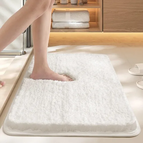 Miniatura 6 de Alfombra absorbente para baño, tapete de baño de color sólido, almohadilla antideslizante en la puerta del inodoro