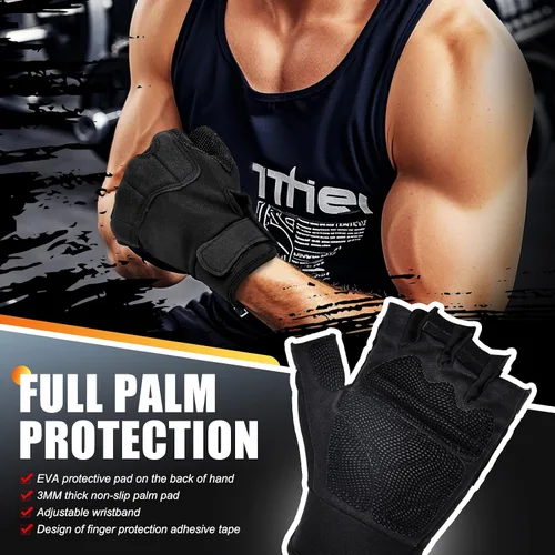 Miniatura 5 de Guantes de levantamiento de pesas, guantes de gimnasio para hombres y mujeres, protección completa de la palma para deportes, levantamiento