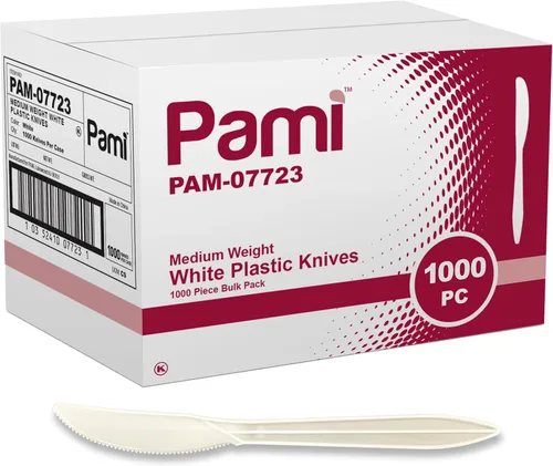 Miniatura 8 de PAMI Tenedores de plástico desechables de peso medio, 1000 unidades, color blanco