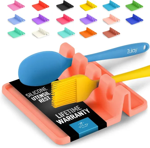 Miniatura 19 de Zulay - Soporte extragrande de silicona con bandeja antigoteo para múltiples utensilios de cocina, reposacucharas resistente al calor y sin BPA