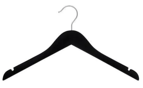 NAHANCO Percha de madera para camisas, 17 pulgadas, goma negra (paquete de 100)