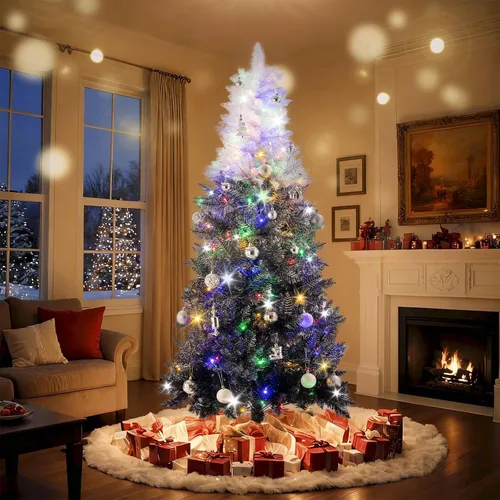 Miniatura 11 de Erivess Árbol de Navidad Artificial de 6 Pies, Árbol de Navidad con Nieve Artificial con 1000 Puntas de Rama, Bisagras de Metal y Base Plegable