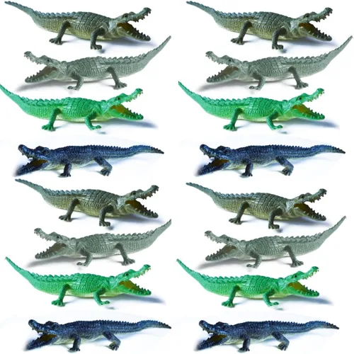 SENSORY4U Juguetes de cocodrilo, 16 figuras de acción de cocodrilo de 6 pulgadas, juguete de cazador de cocodrilos, figuras de animales para Surtido