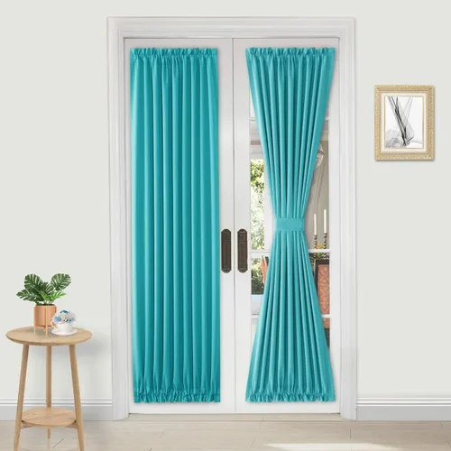Miniatura 36 de DWCN Cortinas para puerta francesa: cortina térmica con bolsillo para barra para puertas con ventana de vidrio, puertas de cocina y patio