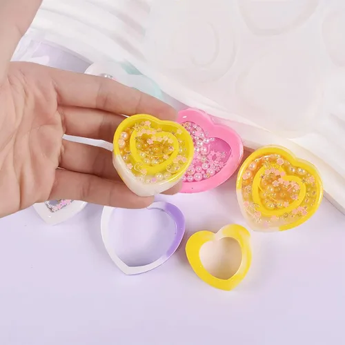 Miniatura 4 de Moldes de resina de corazón agitador, moldes de resina epoxi de corazón hueco, moldes de joyería para resina epoxi DIY colgante de arena movediza