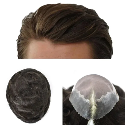 Pieza de pelo para hombre, mono, real, Remy, sistema de cabello humano, repuesto para hombres, extensiones duraderas para hombre, tupé, protesis #3