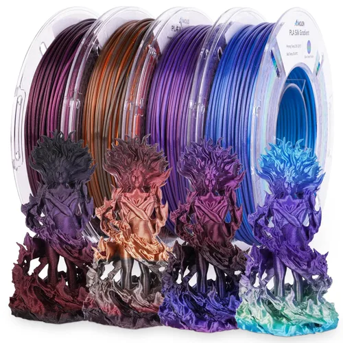Miniatura 26 de AMOLEN Paquete de filamento PLA de seda para impresora 3D de 4.4 lbs, paquete de ácido poliláctico de doble color de 0.069 in, filamento PLA