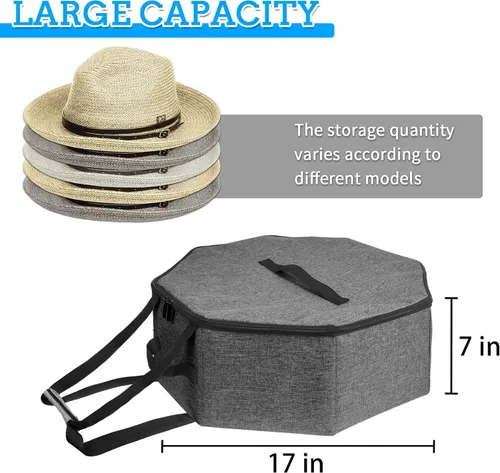 Miniatura 2 de Caja de Almacenamiento de Sombreros, Cajas de Sombreros para Almacenamiento de Mujeres, Soporte de Sombreros Vaqueros para Viajes, Estuche Portador