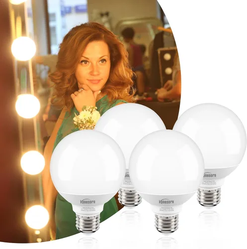 Miniatura 16 de Honesorn Bombilla de tocador equivalente a 60 W, base E26 blanca cálida de 2700 K, luz redonda para baño, bombillas LED G25 para espejo de tocador