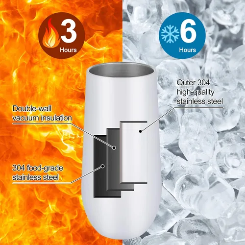 Miniatura 2 de Lifecapido Vasos de copa de champán sin tallo de 12 onzas, paquete de 12 vasos aislados de acero inoxidable para bodas, cumpleaños, Navidad (blanco)