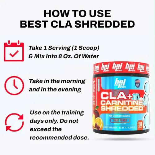 Miniatura 7 de BPI Sports CLA + carnitina triturada - Convierte las células grasas en energía y apoya el músculo magro, aumenta el metabolismo - Suplemento
