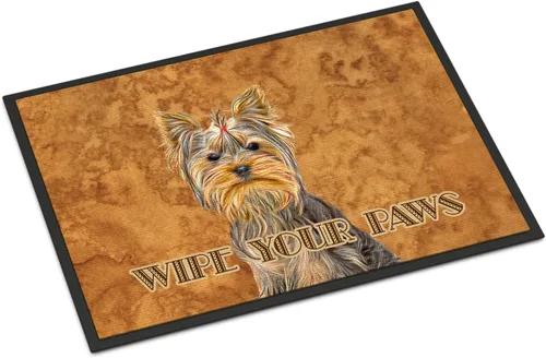 Caroline's Treasures KJ1219MAT Yorkie/Yorkshire Terrier Wipe Your Paws - Tapete para puerta delantera, 18 x 27 pulgadas, tapete para interiores y