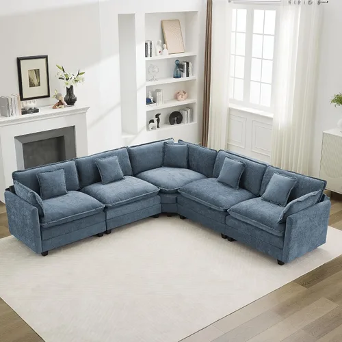 Miniatura 96 de Otomán de Sofá Moderno de Chenille Nube de 35'', Otomán Rectangular para Sofá Seccional Modular, Beige