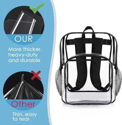 Miniatura 11 de Mochila transparente de PVC grande resistente Mochila transparente, Gris, Transparente