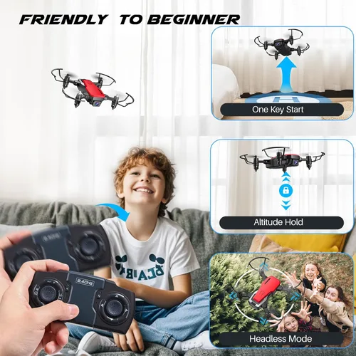 Miniatura 5 de SIMREX Mini dron con cámara 720P HD FPV, cuadricóptero plegable controlado por control remoto, mini dron con mantenimiento de altitud, volteo 3D