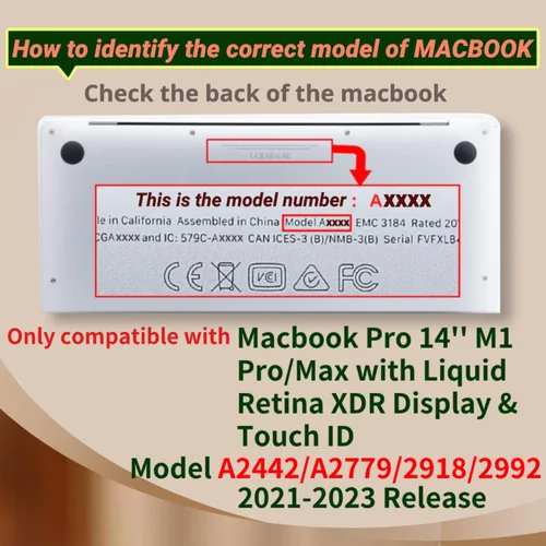 Miniatura 3 de Funda protectora compatible con MacBook Pro de 14 pulgadas 2021 M1 Pro/Max modelo A2442, carcasa rígida de plástico para laptop con cubierta