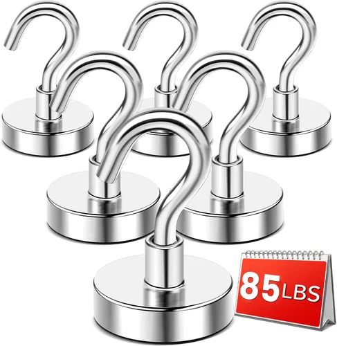 Miniatura 7 de DIYMAG - Ganchos magnéticos negros, imán resistente de 50 LB, 6 paquetes de imanes fuertes de neodimio de tierras raras con gancho para colgar