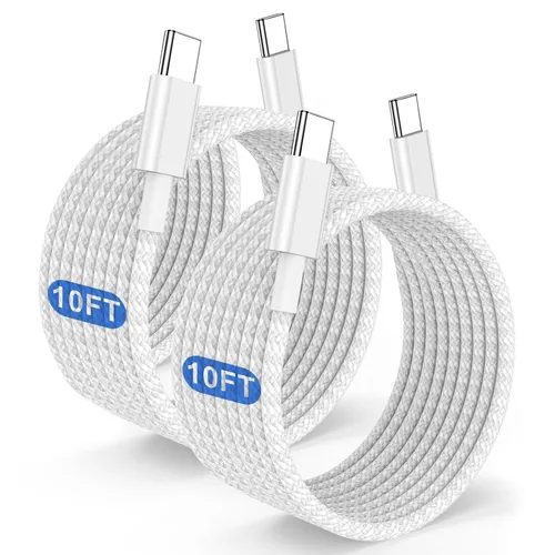Miniatura 10 de Cable de carga rápida USB C a C de 240 W de largo de 10 pies, cable de carga tipo C a C para Apple iPhone 17 Pro Max/17 Air/16 Pro Max/16 Plus/15