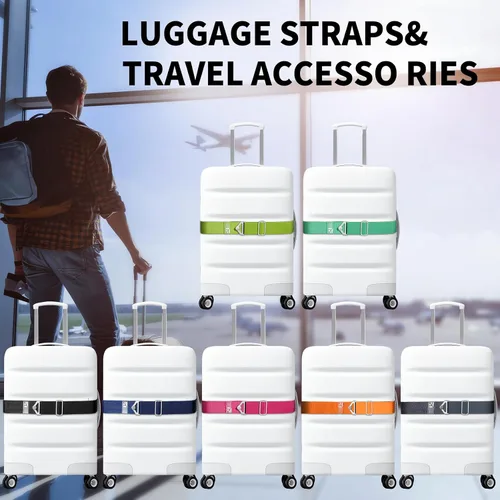 Miniatura 8 de TOOVREN Cinturón de viaje 2 en 1 para correas de equipaje, para añadir una bolsa, correa de equipaje con asa para maletas, cinturón elástico