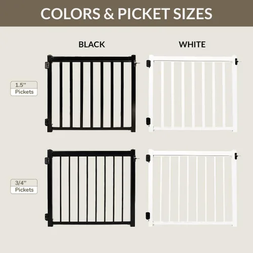 Miniatura 6 de Kit de puerta (estacas de 1-1/2 pulgadas, negro) Kit de puerta de cubierta de aluminio - Puerta montada en hardware integrada para terraza/patio