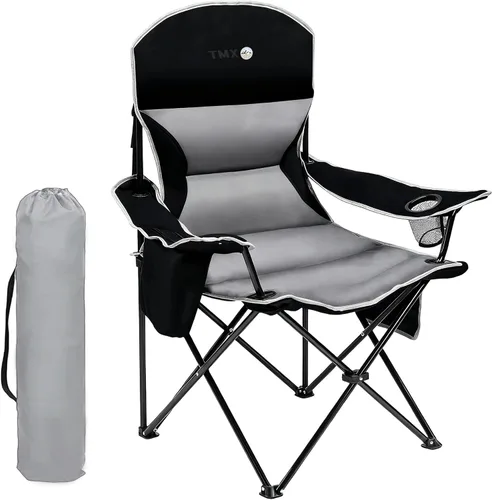 Miniatura 12 de Silla plegable portátil para exteriores con portavasos y bolsa enfriadora, malla transpirable, reposabrazos anchos, diseño ergonómico para 03-rojo