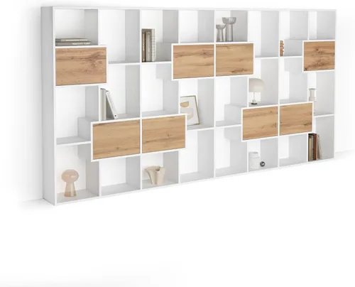 Miniatura 86 de Mobili Fiver, Iacopo XS Estantería con puertas de panel (63.31 x 31.5 pulgadas), color negro Ashwood, Made in Italy