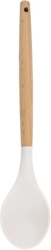 Miniatura 17 de 1 cucharón de sopa de silicona blanca con mango de madera, utensilios de cocina resistentes al calor, cuchara grande antiadherente para servir 1