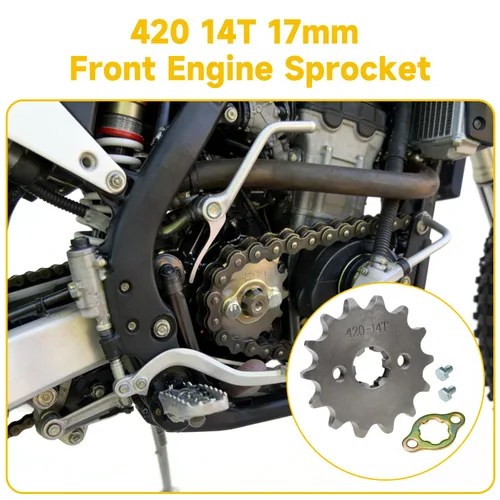 Miniatura 2 de HIAORS 420 14T 17mm Piñones de Motor Delantero para Motocicleta para 50cc 70cc 110cc 125cc 140cc 160cc Z50 CT70 Speed Mini Bike TaoTao Roketa