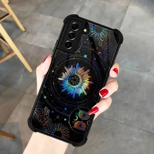 Miniatura 5 de ZHEGAILIAN Funda compatible con Samsung Galaxy S21, funda de vidrio orgánico para niñas, mujeres y hombres, diseño de cuatro esquinas, antiarañazos